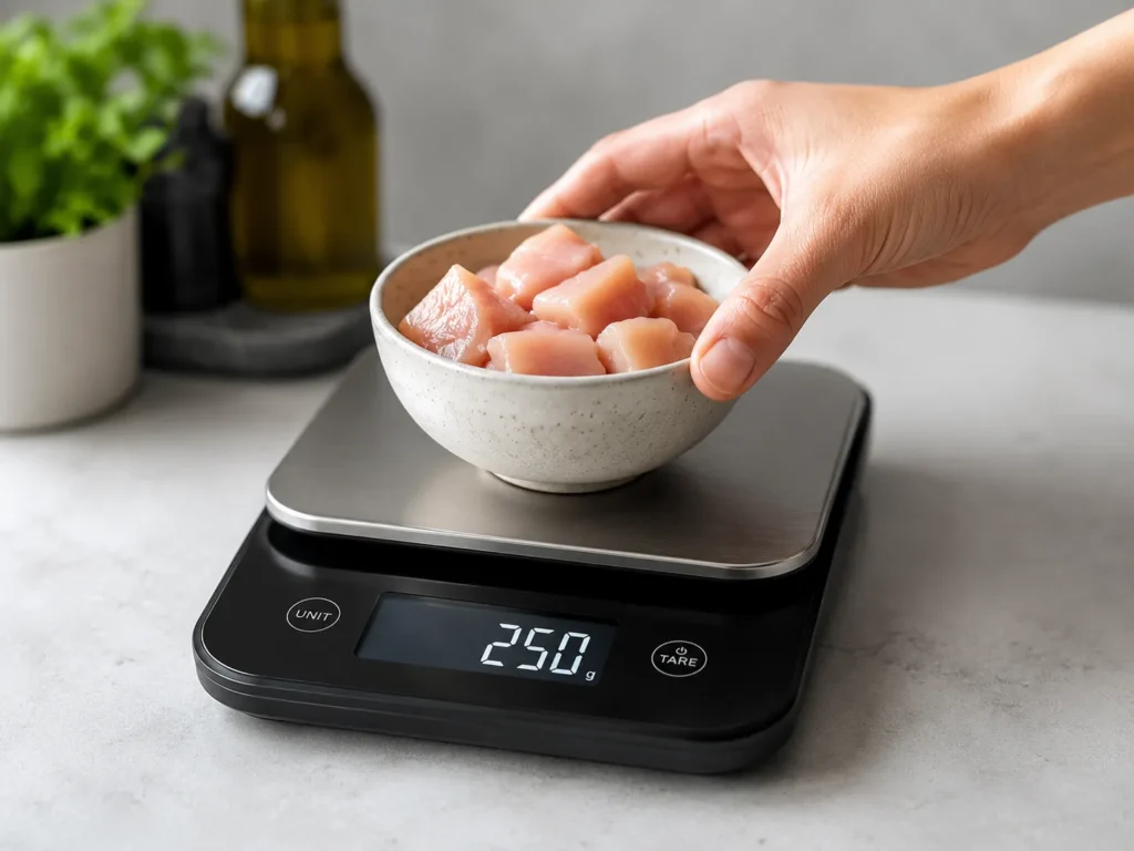 Macro Counting 101: How to Track Macros Without Losing Your Mind 4 Digital kitchen scale used for accurate macro counting