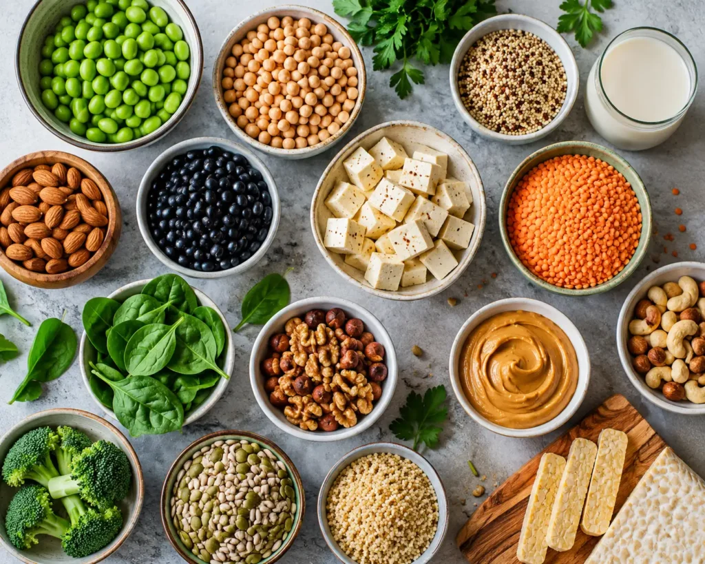 High-protein foods for vegetarians including tofu and lentils