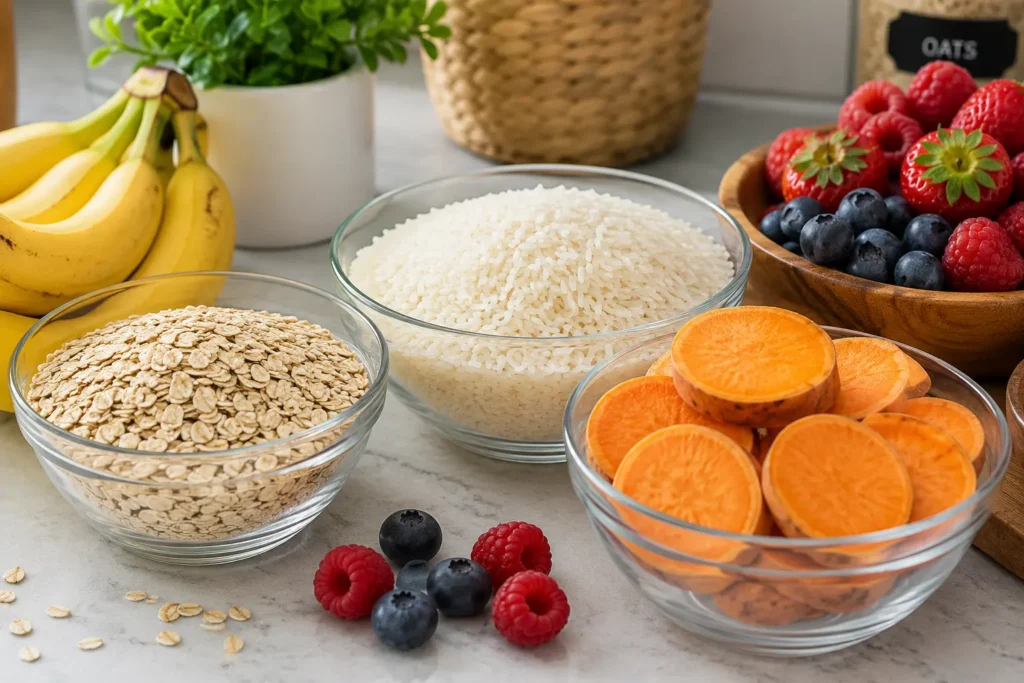 Macro Counting 101: How to Track Macros Without Losing Your Mind 3 Macro counting carbohydrate sources like rice, oats, and sweet potatoes