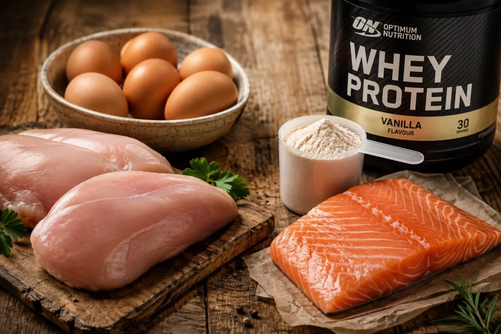 Macro Counting 101: How to Track Macros Without Losing Your Mind 2 Macro counting protein sources including chicken, eggs, and fish