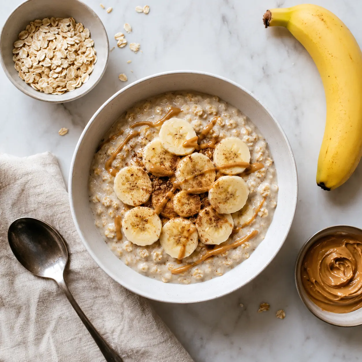 Pre-workout nutrition meal with oats and banana before training