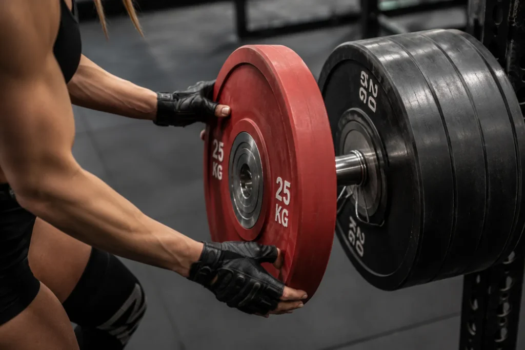 Progressive overload shown through heavier barbell loading