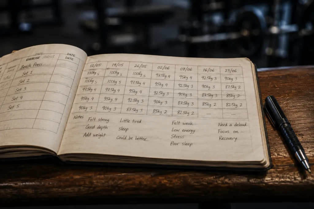 Overtraining signs reflected in a declining workout log