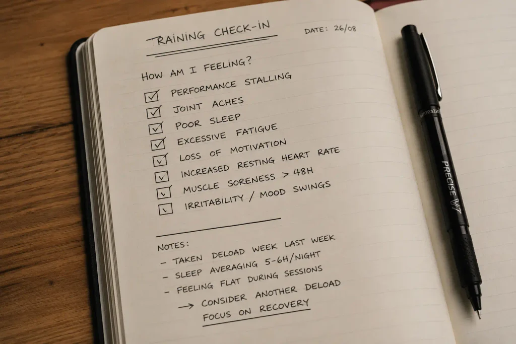Checklist for deload week without an app showing performance stall signs