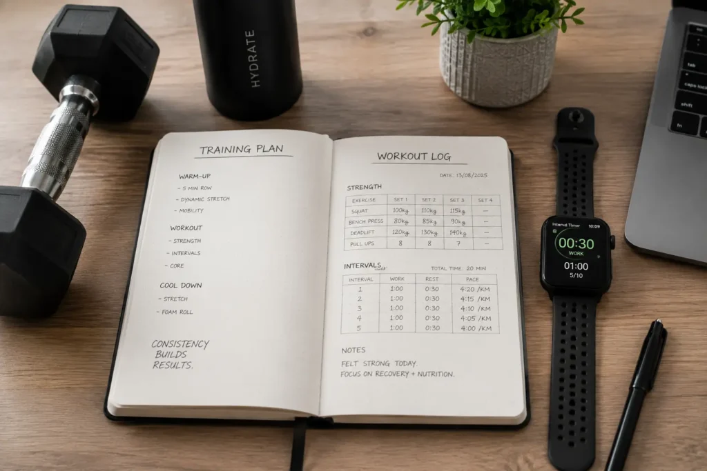 Log tracking Japanese walking for lifters alongside gym sessions