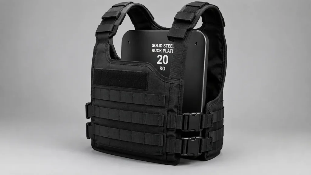 Rucking for lifters showing a loaded ruck plate carrier