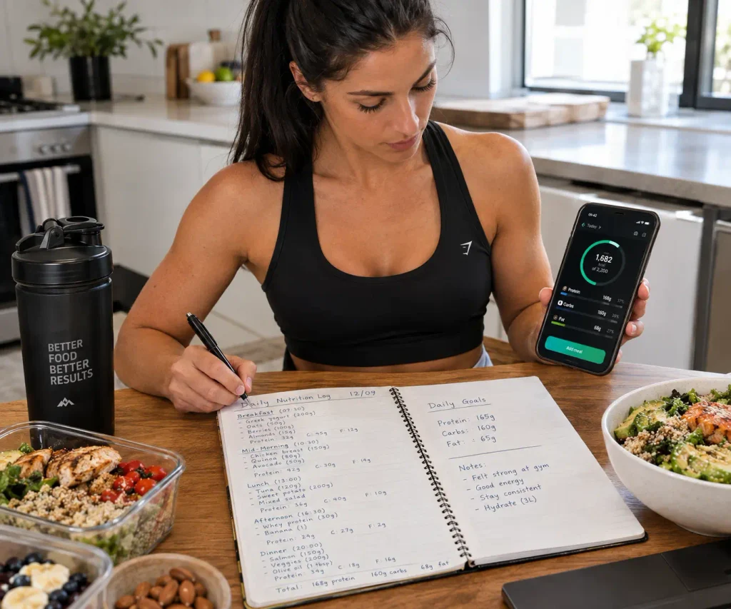 Lifter recording daily protein intake to evaluate protein timing vs daily total tracking